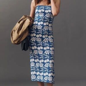 Anthropologie Strapless Sweater Dress - Blue